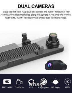 12in 1080P Dual Lens WIFI GPS Car DVR Front Rear Camera Dash Cam Video Recorder
