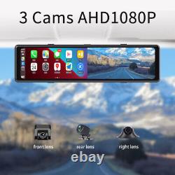 12in 3 Lens Car DVR Dash Cam Video Recorder BT WiFi GPS Front&Rear &Side Camera