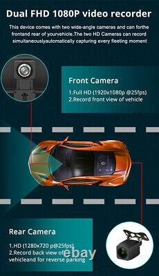 140° 8in Android 8.1 BT Wifi 4G GPS Front Rear Camera Dash Cam Car DVR Recorder