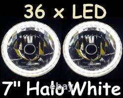 1pr 7 WHITE Halo Lights & 55w HID Kit Ford Cortina Mk1 Mk2 Escort Lights