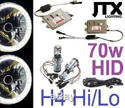 1pr WHITE 7 Halo Lights & 70w HID Kit Ford Escort Cortina Mk1 Mk2 Lights