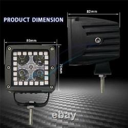 2X 3Cube Pods LED Working Lamps BT RGB Halo Angel Eyes Chasing Kit+Wire Harness