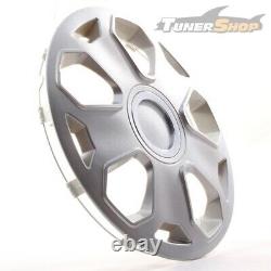 4 Hub Caps 16 Inch Wheel Trims Covers Opal Lux silber mit Chromring for Citroen