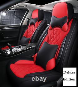 5D Deluxe Edition Car Seat Cover 5-seats Cushion Black/Red Microfiber Leather