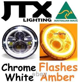 7 JTX CHROME Headlights White Ford Cortina Mk1 Mk2 Escort flashes AMBER