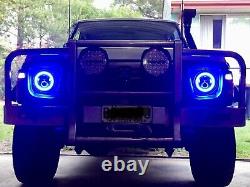 7 LED CHROME Headlights BLUE and WHITE Ford Cortina Mk1 Mk2 Escort