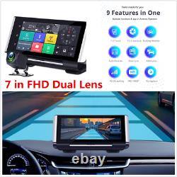 7 inch HD Android 5.1 Car Dash Cam 4G WiFi BT Dual Lens DVR Camera GPS Nav ADAS