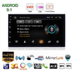 7In 1DIN Car Stereo Radio FM MP5 Player Android 9.1 Sat NAV GPS With 4LED Cams
