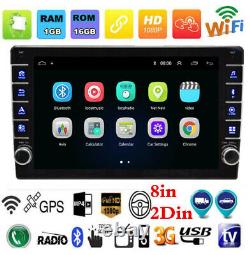 Android 8.1 Double DIN 8in Car Stereo GPS Sat Nav WiFi BT Radio RAM 1GB ROM 16GB