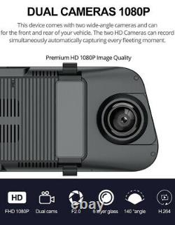 Android 8.1 HD 9.66in Car Dash Cam 4G WiFi Dual Lens DVR GPS Nav Rearview Mirror