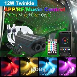 Car 12W RGBW Twinkle Fiber Optic Light Starry Sky Lamp 370Pcs Cable Dual Control