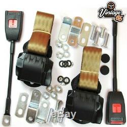 Classic Ford Front Pair Fully Automatic Inertia Beige Seat Belt Kits E Approved