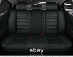 Deluxe Cushion PU Leather Black Car Seat Covers Full Set Accessories 4 Seasons