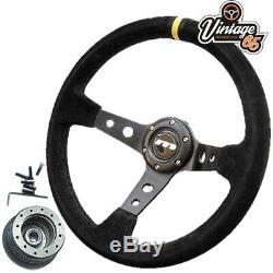 Ford Escort Mk1 340mm Rally Style Alcantara Steering Wheel & Boss Fitting Kit