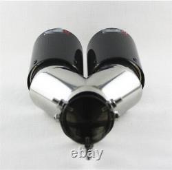 Glossy Carbon Fiber Bent Straight Angle Adjustable Car Vehicle Dual Exhaust Pipe