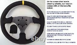 Leather Drift Flat 330mm Steering Wheel Fit Ford Capri Mk1 Mk2 Escort Black