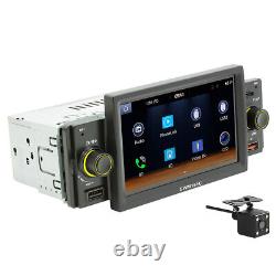 Single 1DIN 5in Touch Screen Car Stereo Radio Apple CarPlay Bluetooth WithRear Cam