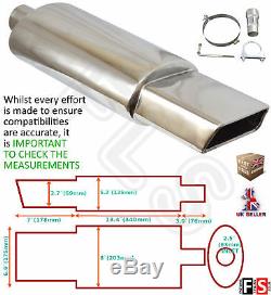 UNIVERSAL PERFORMANCE STAINLESS STEEL EXHAUST BACKBOX YFX-0734-Ford 1