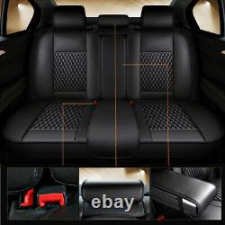 Universal Black White Full Set Seat Covers PU Leather Car Seat Cushion Protector