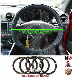 Universal Black/blue Steering Wheel Cover Faux Leather 37 To 39cm-frd1