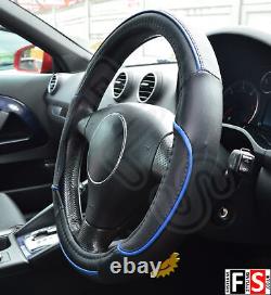 Universal Black/blue Steering Wheel Cover Faux Leather 37 To 39cm-frd1