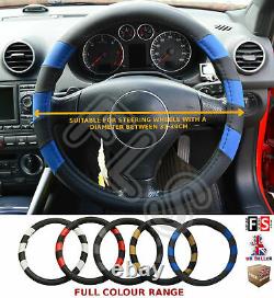 Universal Faux Leather Steering Wheel Cover Black/blue 37-39 CM 1013-frd1