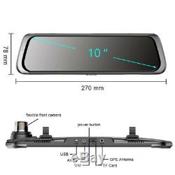 10inch 4g Voiture Rétroviseur Dvr Caméra Double Lentille Android 5.1 Dash Cam Recorder