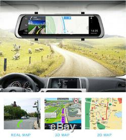 10inch 4g Voiture Rétroviseur Dvr Caméra Double Lentille Android 5.1 Dash Cam Recorder