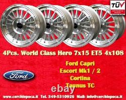 4 Cerchi Ford Escort Capri Cortina Taunus 7x15 Et5 4x108 Talbot Lotus Roues