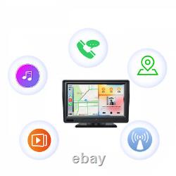 Autoradio 7 pouces avec Apple CarPlay, Android Auto, Bluetooth, lecteur MP5, AUX et caméra.