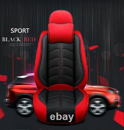Deluxe Edition Full Seat Pu Siège D’auto En Cuir Couvre Coussins Noir/rouge +appuie-tête