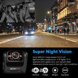 Enregistreur de voiture à double caméra avant et intérieur avec vision nocturne, capteur G, WiFi et GPS