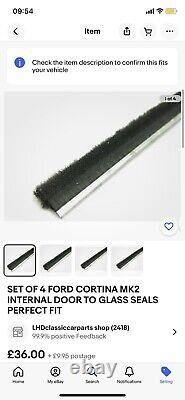 Ford Cortina Mk2 1600e Kit complet en caoutchouc inclut tout dans la description