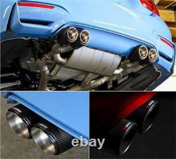 H Shape 2 Pcs Glossy Real Carbon Fiber 63-89mm Voiture Dual Tip Exhaust Muffler Pipe