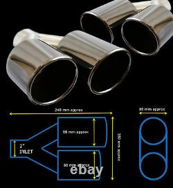 Universal Stainless Steel Black Edition Exhaust Quad Tailpipe Paire-frd1